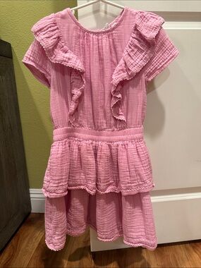 GAP Pink Ruffle Tiered Cotton Dress